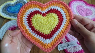 Crochet Big Multicolored Heart Applique Part 1 [upl. by Ycnuahc934]