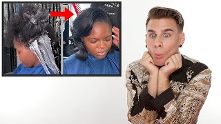 Hairdresser Reacts To Relaxer Treatment Satisfying [upl. by Pirozzo]