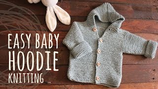 Tutorial Easy Baby Knitting Hoodie Cardigan [upl. by Kohsa]