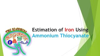 Estimation of Iron Using Ammonium Thiocyanate [upl. by Kery32]