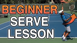 Beginner Lesson  How To Hit A Serve In Tennis For Beginners Step By Step [upl. by Atinaej]