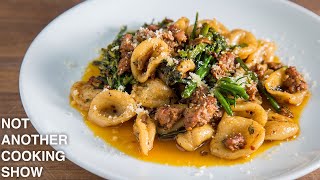 handmade ORECCHIETTE with Italian SAUSAGE and BROCCOLINI [upl. by Pammie429]