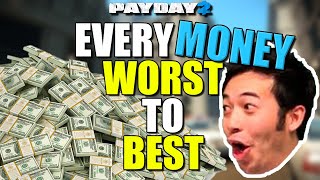 Every Heist MONEY ranked WORST to BEST Payday 2 [upl. by Harbed]