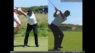 Jon Rahm golf swing  Long Iron faceon amp downtheline July 2017 [upl. by Maighdiln]