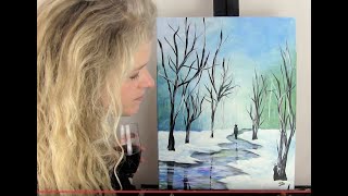 Learn to paint Winter Stroll with Acrylics  Paint and Sip at Home [upl. by Oiragelo256]