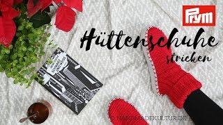 Hüttenschuhe mit Ledersohlen stricken [upl. by Noskcire]