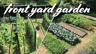 My Front Yard Vegetable Garden Layout  Summer Tour [upl. by Dnalrah]