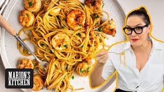 Spicy Garlic Shrimp Spaghetti  Marions Kitchen [upl. by Ainad]