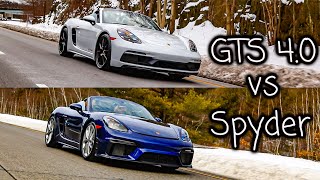 Porsche 718 Spyder vs 718 Boxster GTS 40 [upl. by Amleht]