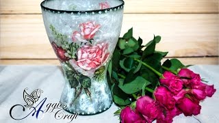 Decoupage Tutorial  Glass flower vase [upl. by Sabella781]