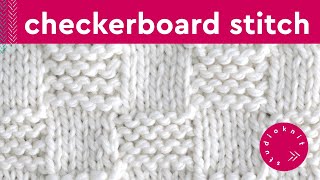 Garter Checkerboard Stitch Knitting Pattern for Beginners [upl. by Mouldon]