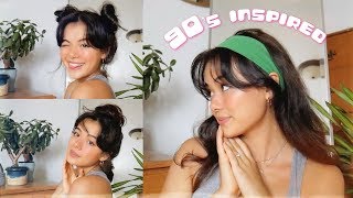 how I style my bangs ◕‿◕✿  EASY hairstyles 90s inspo [upl. by Kubis396]