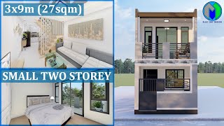 Two Storey House Design 3x9m 27sqm [upl. by Esten]