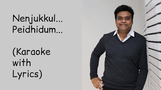 Nenjukkul Peidhidum  Karaoke  With Lyrics  Varanam Ayiram  Harris Jayaraj  HighQuality  Surya [upl. by Nahtanaj]