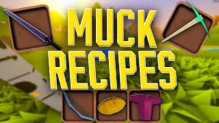 MUCK RECIPES  Armor Tools Weapons Cooking [upl. by Iatnahs]