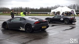 DRAG RACE Porsche 918 Spyder vs Lamborghini Huracan  Vmax Stealth [upl. by Laundes]