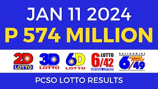 Lotto Result January 11 2024 9pm PCSO [upl. by Neelhtak]