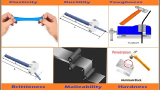 Mechanical properties of materials  Elasticity Ductility Brittleness Malleability Toughness [upl. by Regnij]