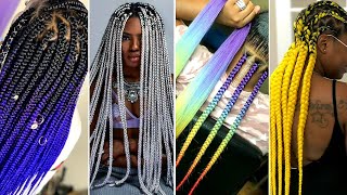 2020 Mature Colour Braids Hairstyles Lemonade Mixed Colors Braids Compilation [upl. by Emad]