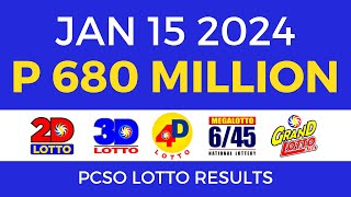 Lotto Result January 15 2024 9pm PCSO [upl. by Andryc]