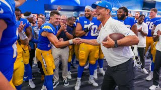 Jim Harbaugh Locker Room Victory Speech vs Raiders  LA Chargers [upl. by Etnaid559]