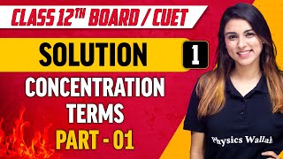 Solutions 01  Concentration Terms  Class 12thCUET [upl. by Eindys]