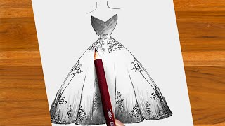 how to draw dress easy  how to draw a girl dress  dress draw  S Pollen [upl. by Adnole]