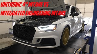 Dyno testing the Unitronic 4quot Intake System VS the Integrated Engineering Intake System  Audi RS3 [upl. by Ttelracs719]