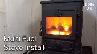 3 Narrowboat MultiFuel Stove Install Morso amp Ecofan [upl. by Jonell]