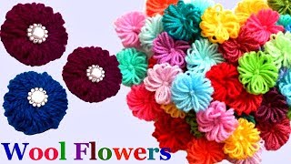 How to make Easy Woolen Flowers step by step  Handmade woolen thread flower making idea  diy [upl. by Avah]