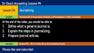 Lesson 014  Journalizing [upl. by Haroved]