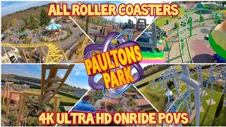 Paultons Park  All Roller Coasters 4K OnRide POVs [upl. by Nilyahs]