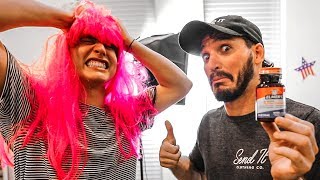 SUPERGLUED PINK WIG TO HEAD PRANK Will NOT come off [upl. by Yenrab280]