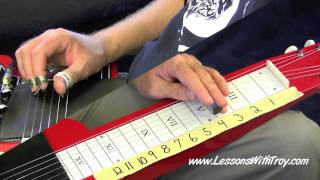 C6 Lap Steel Lessons  HD  Volume 1  Part B  by Lessons With Troy [upl. by Nwahc]