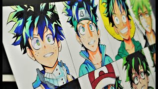 Drawing Midoriya Izuku in different anime styles [upl. by Photima743]