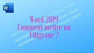 Comment mettre un filigrane en word [upl. by Hynda]