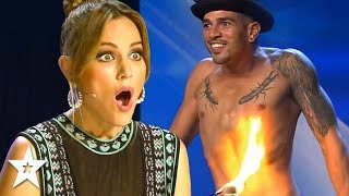 Contestant Sets Himself On FIRE On Spains Got Talent  Got Talent Global [upl. by Odarnoc]