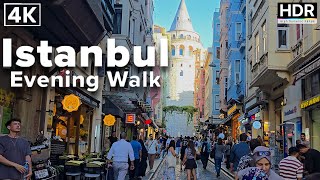 Istanbul Galata Tower Evening Walking Tour  4K HDR [upl. by Lardner]