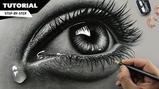 How to Draw Hyper Realistic Eyes  Step by Step [upl. by Kerin]