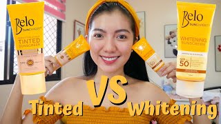 Belo Tinted VS Whitening Sunscreen Wear Test  Review [upl. by Ahsimek474]