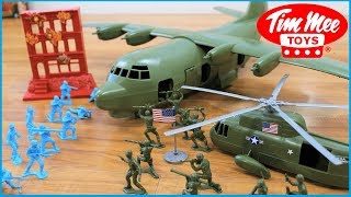 Tim Mee Toy Plastic Army Men Surprise Box with Tanks Helicopter Planes Video [upl. by Asselam]