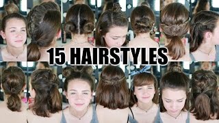 15 Heatless Hairstyles for SHORT hair BACK TO SCHOOL [upl. by Anaoj137]