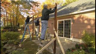 How to Build a Pergola Over a Patio Video [upl. by Niattirb]