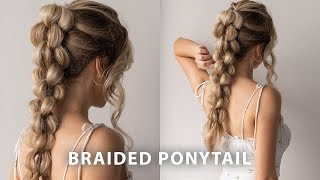 BEAUTIFUL BRAIDED PONYTAIL FOR SUMMER ☀️ Medium  Long Hair Hairstyles [upl. by Valente23]