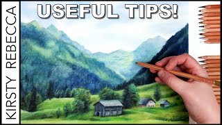 How to draw a LANDSCAPE using COLOURED PENCIL [upl. by Busey]