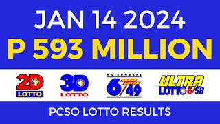 Lotto Result January 14 2024 9pm PCSO [upl. by Morril]