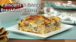 Biscuits and Gravy Breakfast Casserole Recipe  Just A Pinch [upl. by Derrej]