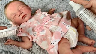 ASMR Powdering Changing Grooming a High End SILICONE REBORN BABY [upl. by Casavant]