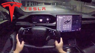 1020HP 2022 Tesla Model S PLAID POV Night Drive [upl. by Enybor]