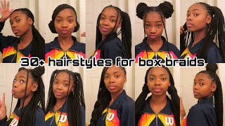 30 DIFFERENT HAIRSTYLES ON BOX BRAIDS [upl. by Joshua]